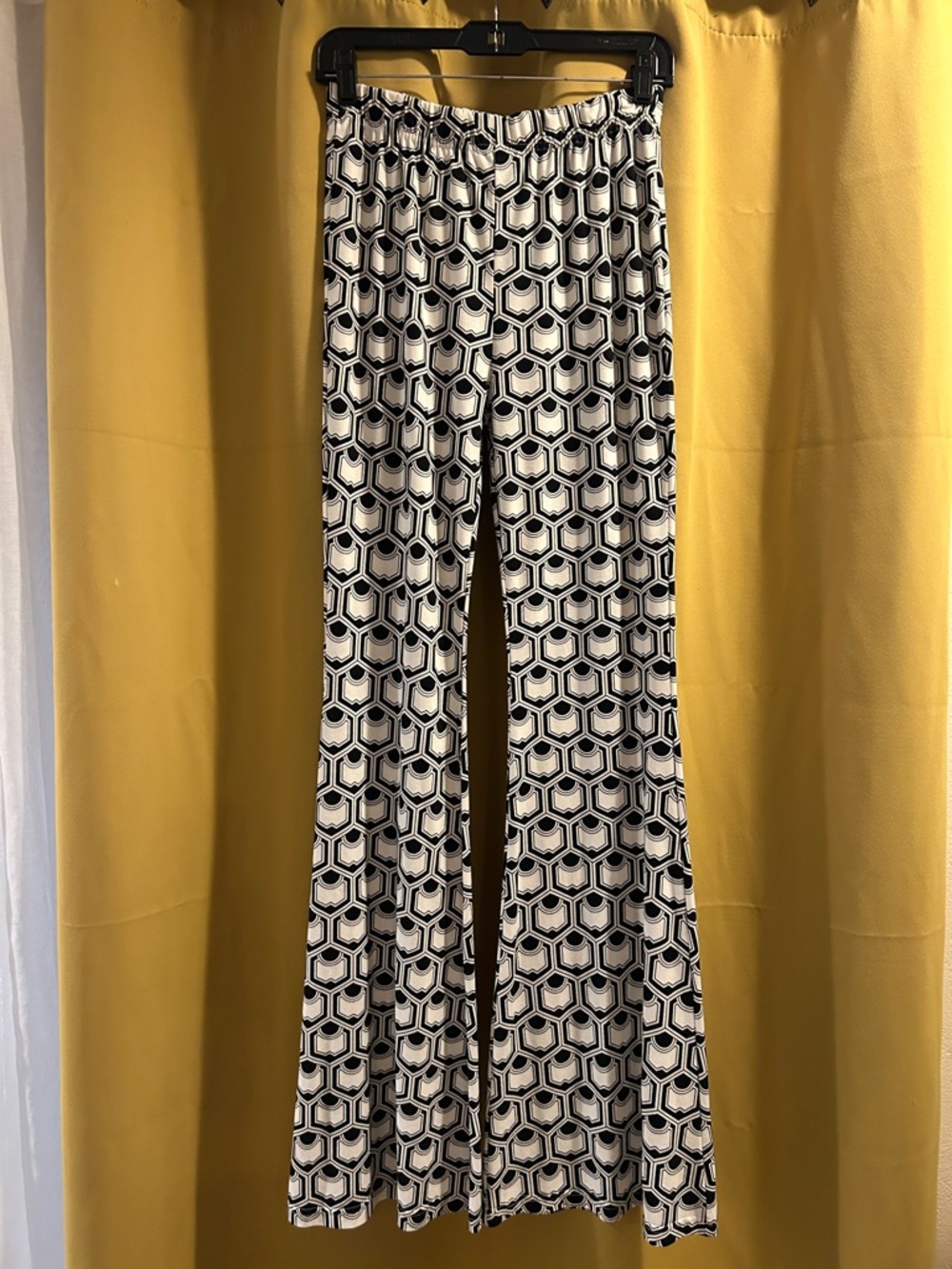 Black & White Geometric Bell Bottom Pants